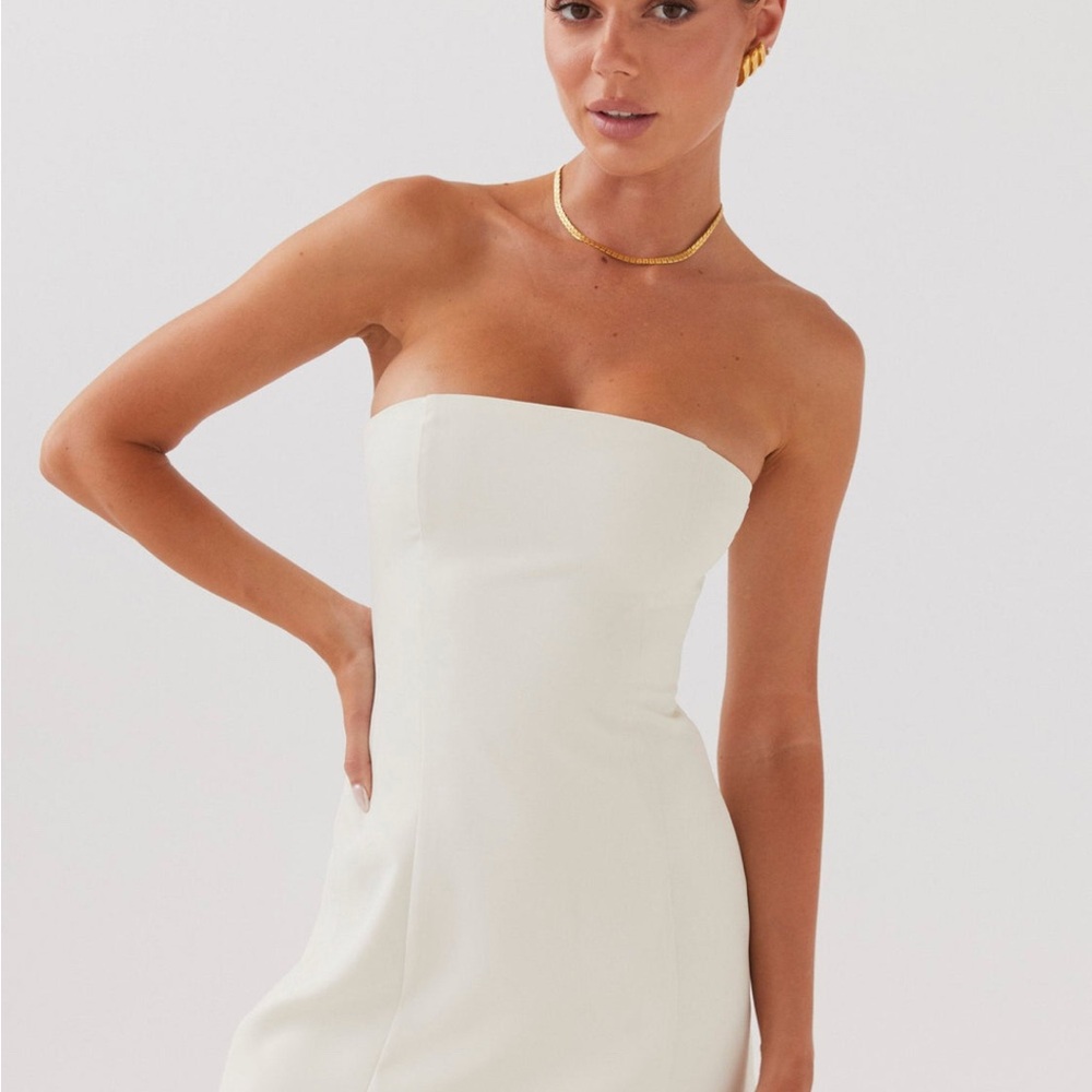 Peppermayo Strapless Cream Dress